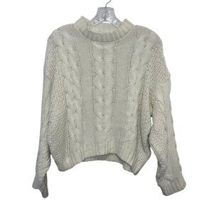 Ms Maggie Cable Knit Crewneck Sweater Womens XL Cream New WOT